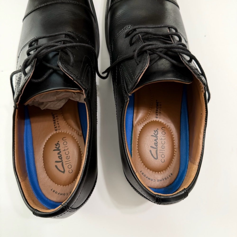 Clarks Black Leather Cap-Toe Derby Shoes - Picture 6 of 12